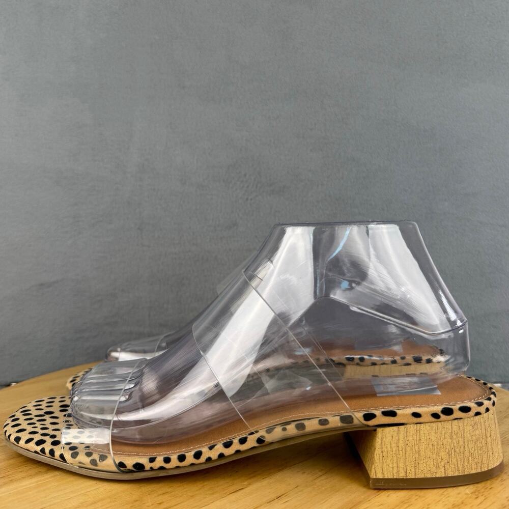 Dolce Vita Clear Vinyl Slide Sandals with Leopard Print Insole - NWOT